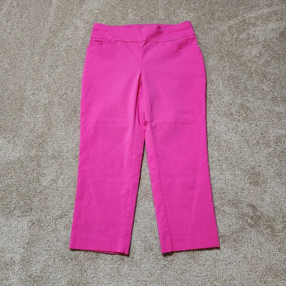 Chico's Perfect Stretch Pants Women 00 US 2 Pink Straight Leg Capri Pull On